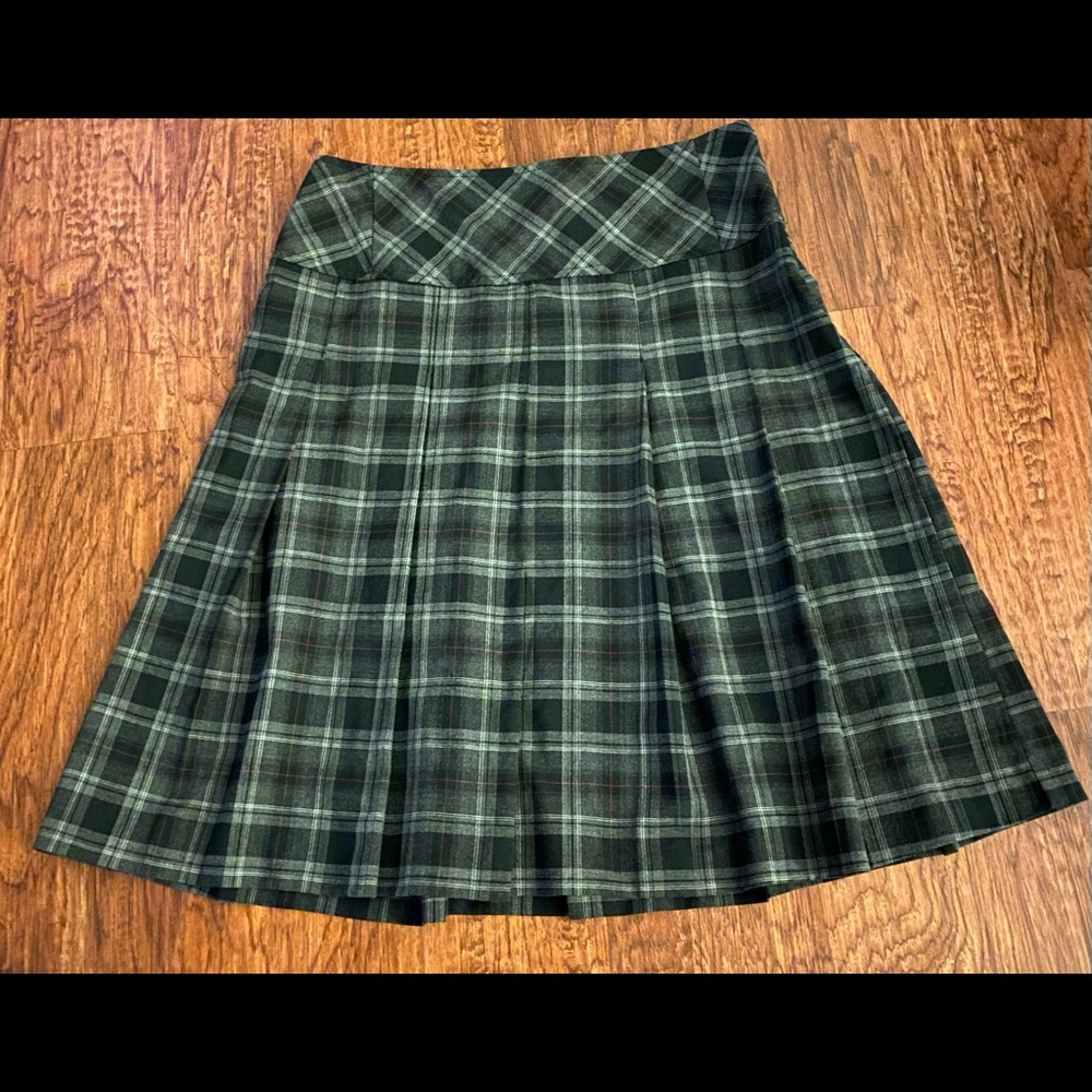 Pleated Grey Plaid Skirt
